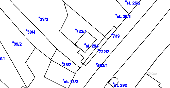Parcela st. 294 v KÚ Střeň, Katastrální mapa