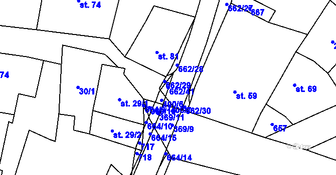Parcela st. 662/41 v KÚ Střeň, Katastrální mapa