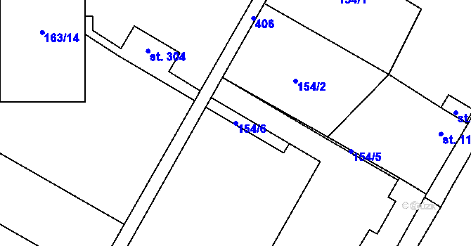 Parcela st. 154/6 v KÚ Střeň, Katastrální mapa