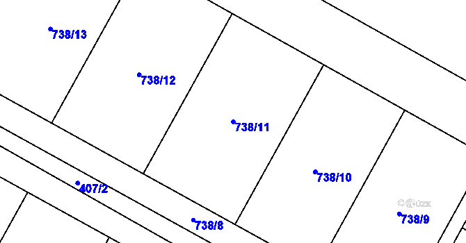 Parcela st. 738/11 v KÚ Střeň, Katastrální mapa