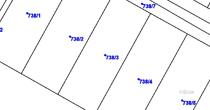 Parcela st. 738/3 v KÚ Střeň, Katastrální mapa