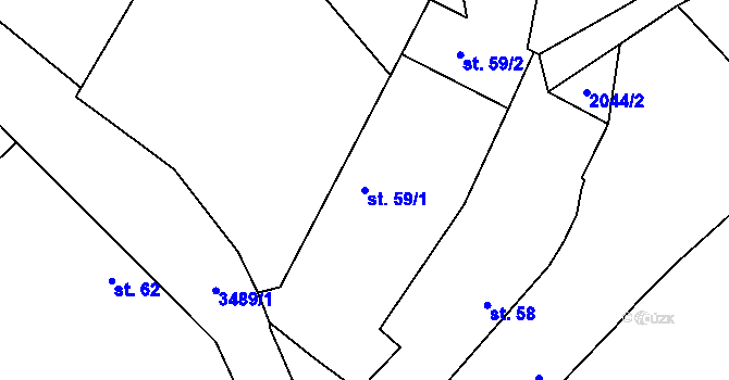 Parcela st. 59/1 v KÚ Nakvasovice, Katastrální mapa