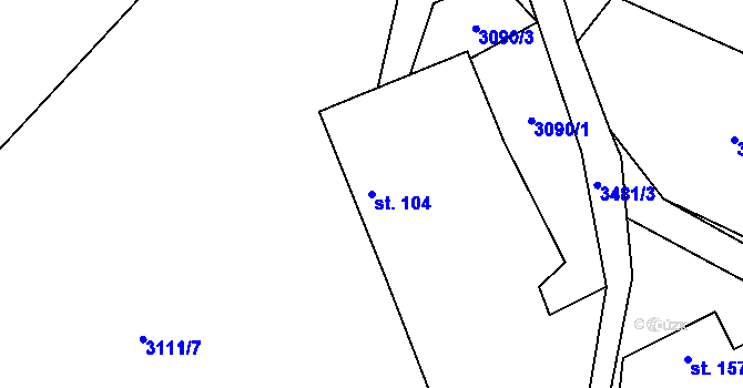Parcela st. 104 v KÚ Nakvasovice, Katastrální mapa