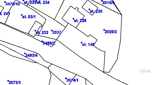 Parcela st. 149 v KÚ Nakvasovice, Katastrální mapa