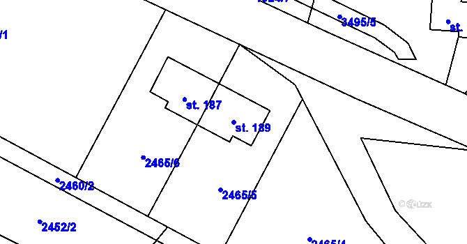 Parcela st. 189 v KÚ Nakvasovice, Katastrální mapa