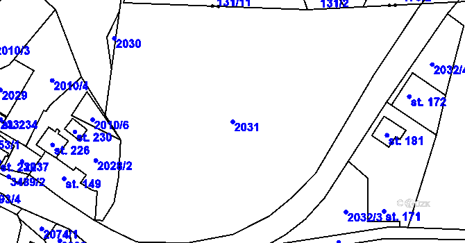 Parcela st. 2031 v KÚ Nakvasovice, Katastrální mapa