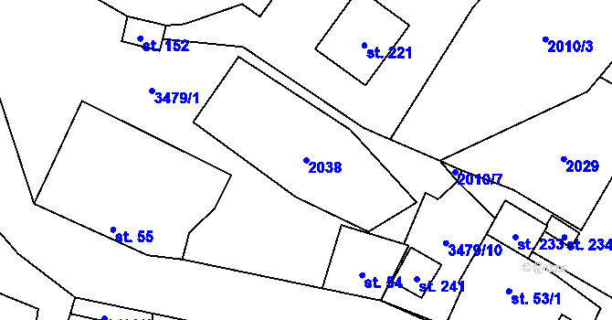 Parcela st. 2038 v KÚ Nakvasovice, Katastrální mapa