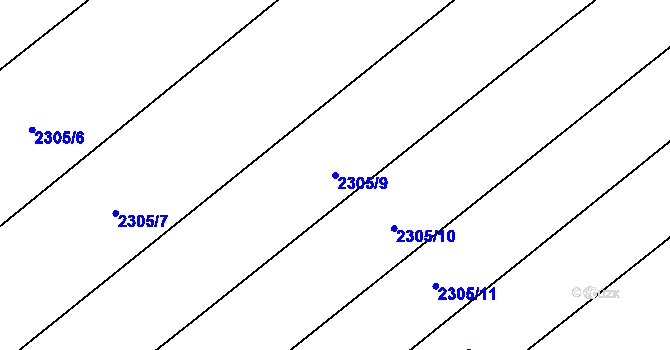 Parcela st. 2305/9 v KÚ Nakvasovice, Katastrální mapa