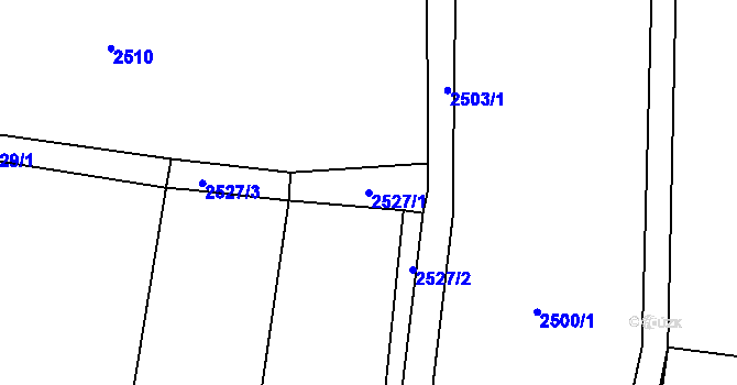 Parcela st. 2527/1 v KÚ Nakvasovice, Katastrální mapa