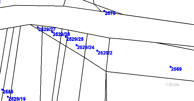 Parcela st. 2529/2 v KÚ Nakvasovice, Katastrální mapa