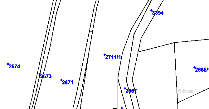 Parcela st. 2711/1 v KÚ Nakvasovice, Katastrální mapa