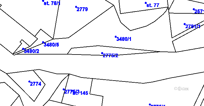 Parcela st. 2775/2 v KÚ Nakvasovice, Katastrální mapa