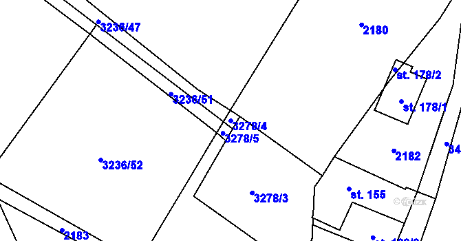 Parcela st. 3278/4 v KÚ Nakvasovice, Katastrální mapa