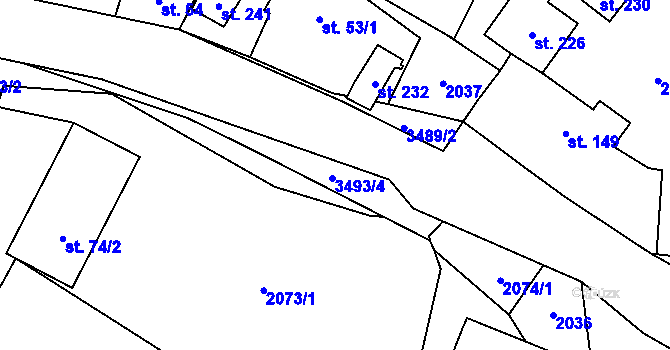 Parcela st. 3493 v KÚ Nakvasovice, Katastrální mapa