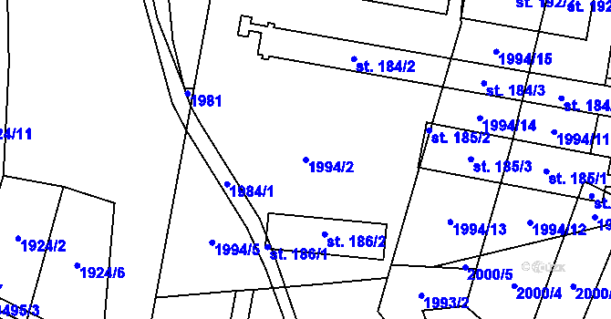 Parcela st. 1994/2 v KÚ Nakvasovice, Katastrální mapa
