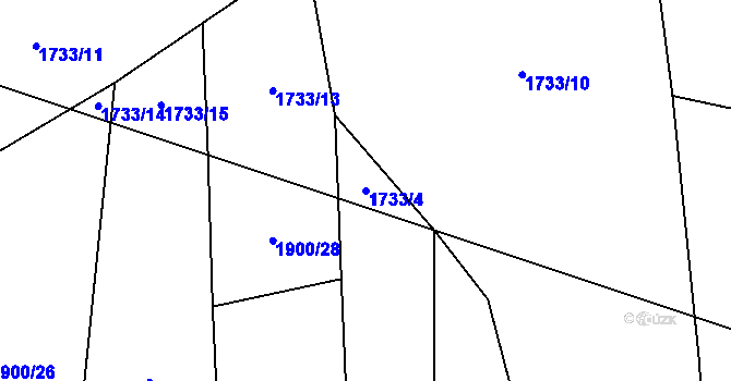 Parcela st. 1733/4 v KÚ Nakvasovice, Katastrální mapa