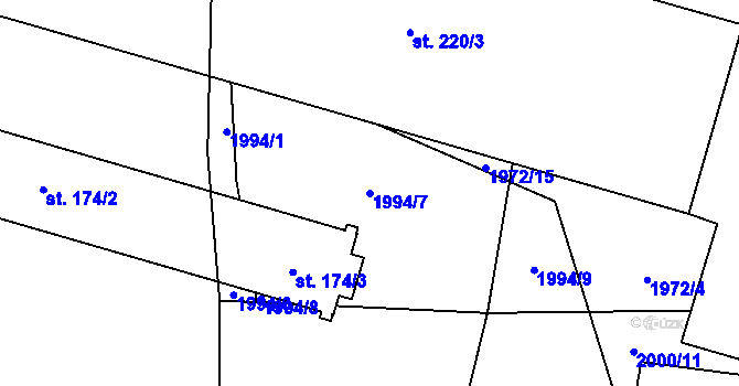 Parcela st. 1994/7 v KÚ Nakvasovice, Katastrální mapa