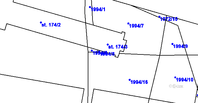 Parcela st. 1994/8 v KÚ Nakvasovice, Katastrální mapa