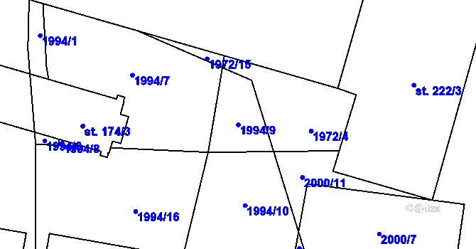 Parcela st. 1994/9 v KÚ Nakvasovice, Katastrální mapa