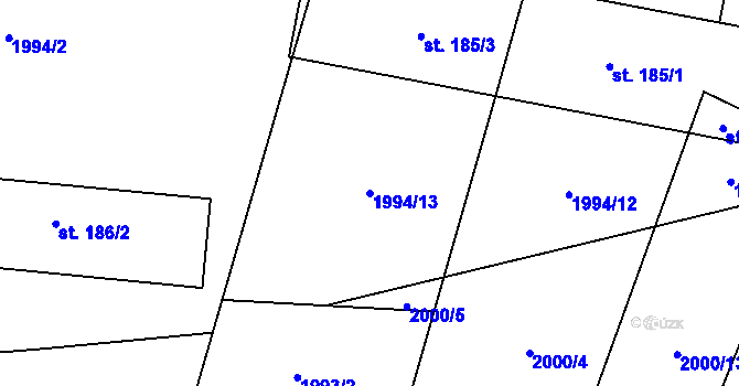 Parcela st. 1994/13 v KÚ Nakvasovice, Katastrální mapa