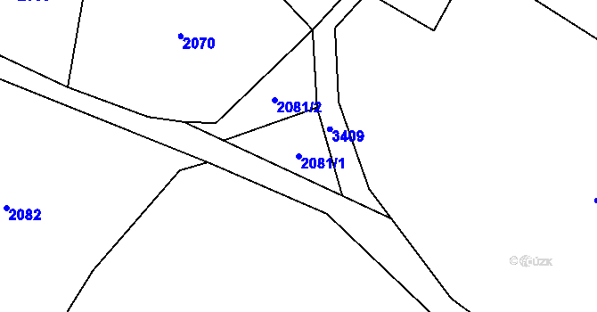 Parcela st. 2081/1 v KÚ Nakvasovice, Katastrální mapa