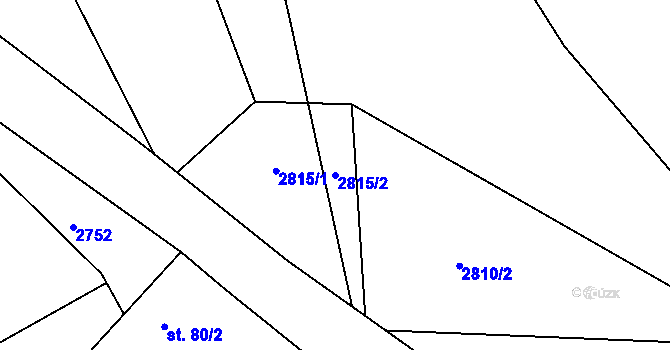 Parcela st. 2815/2 v KÚ Nakvasovice, Katastrální mapa