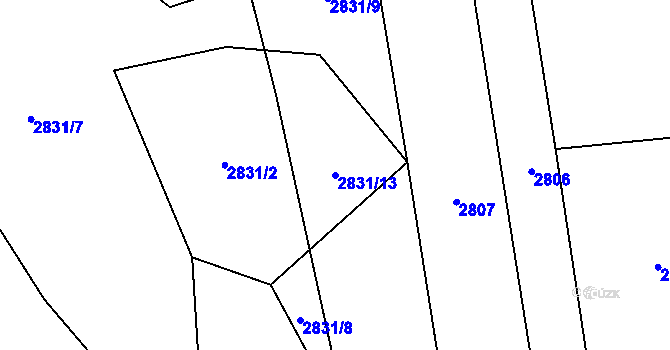 Parcela st. 2831/13 v KÚ Nakvasovice, Katastrální mapa