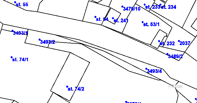Parcela st. 3493/3 v KÚ Nakvasovice, Katastrální mapa