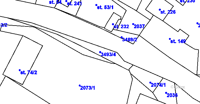 Parcela st. 3493/4 v KÚ Nakvasovice, Katastrální mapa