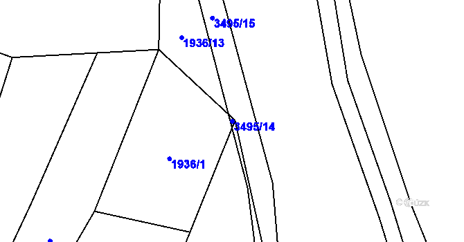 Parcela st. 3495/14 v KÚ Nakvasovice, Katastrální mapa