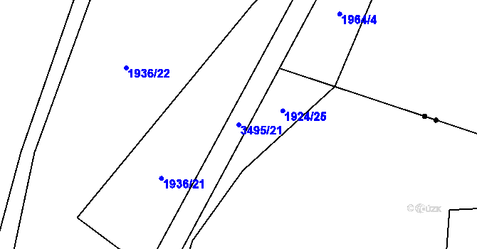 Parcela st. 3495/21 v KÚ Nakvasovice, Katastrální mapa