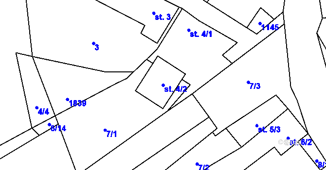 Parcela st. 4/2 v KÚ Naloučany, Katastrální mapa