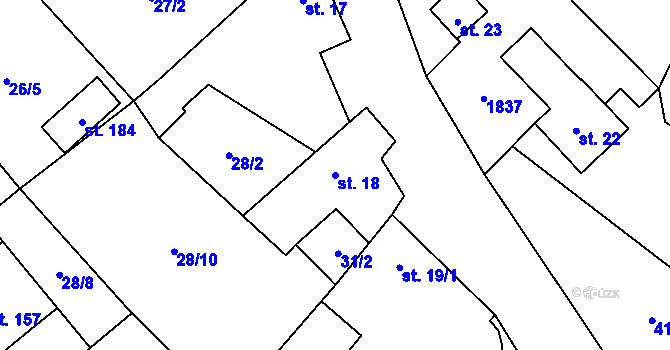 Parcela st. 18 v KÚ Naloučany, Katastrální mapa