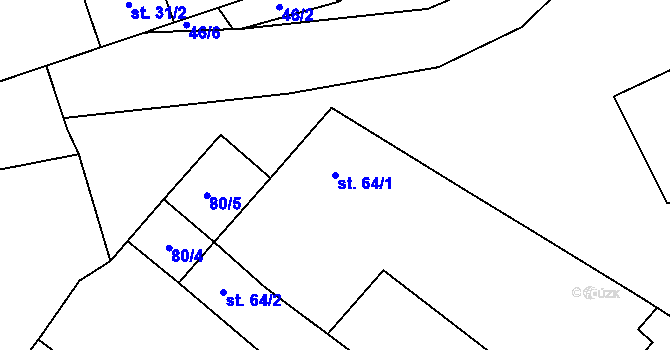 Parcela st. 64/1 v KÚ Naloučany, Katastrální mapa