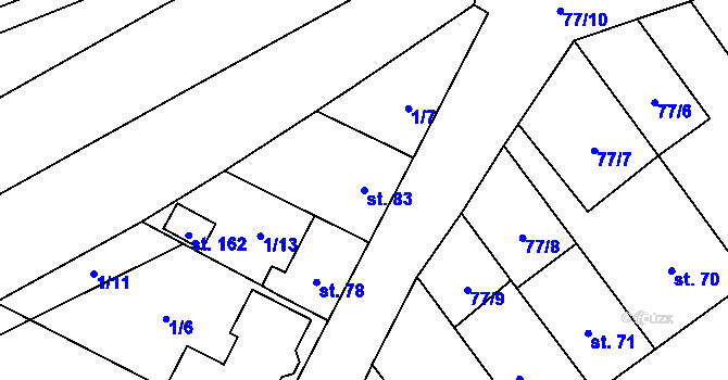 Parcela st. 83 v KÚ Naloučany, Katastrální mapa