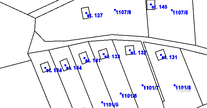 Parcela st. 133 v KÚ Naloučany, Katastrální mapa