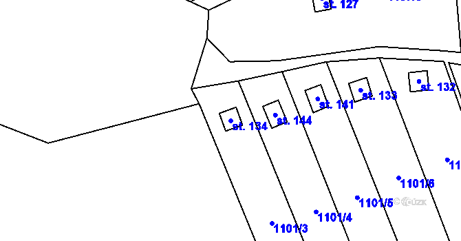 Parcela st. 134 v KÚ Naloučany, Katastrální mapa