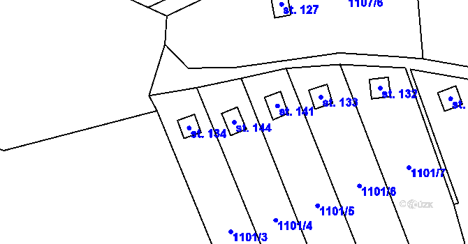Parcela st. 144 v KÚ Naloučany, Katastrální mapa