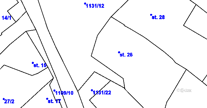 Parcela st. 1131/2 v KÚ Naloučany, Katastrální mapa