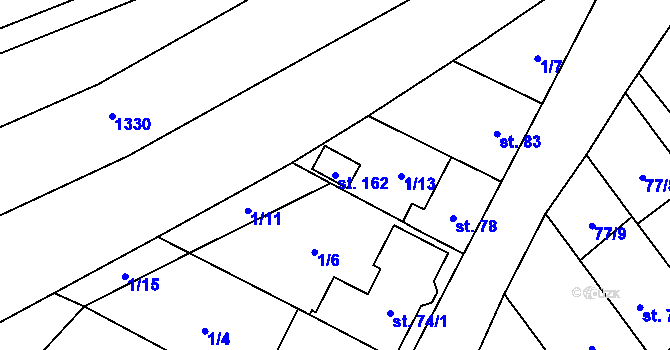 Parcela st. 162 v KÚ Naloučany, Katastrální mapa