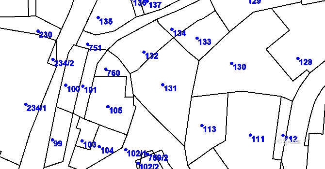 Parcela st. 131 v KÚ Nalžovice, Katastrální mapa