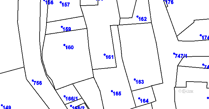 Parcela st. 161 v KÚ Nalžovice, Katastrální mapa