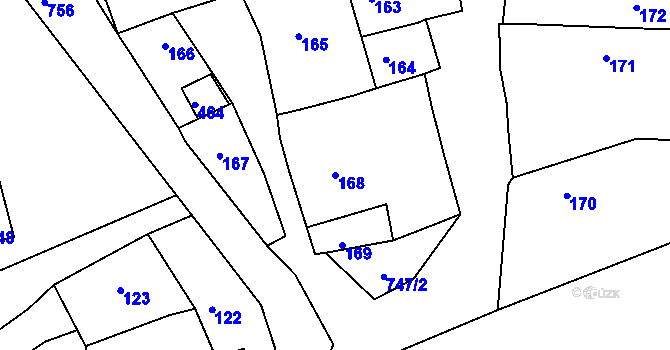 Parcela st. 168 v KÚ Nalžovice, Katastrální mapa