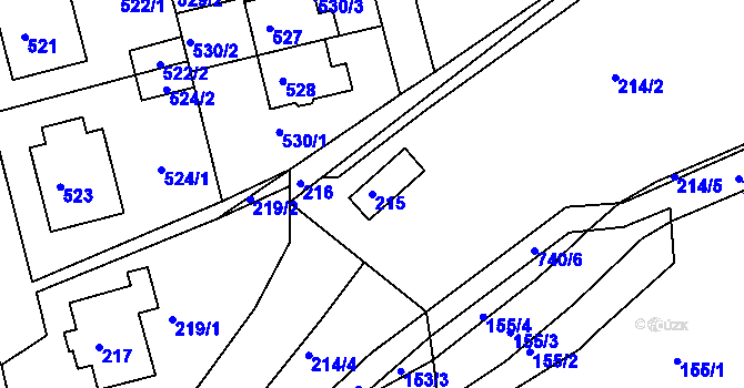 Parcela st. 215 v KÚ Nalžovice, Katastrální mapa