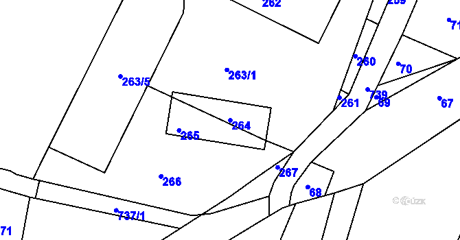 Parcela st. 264 v KÚ Nalžovice, Katastrální mapa