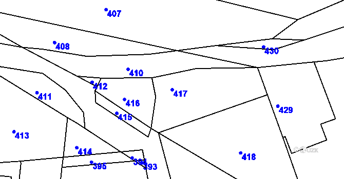 Parcela st. 417 v KÚ Nalžovice, Katastrální mapa