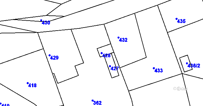 Parcela st. 428 v KÚ Nalžovice, Katastrální mapa