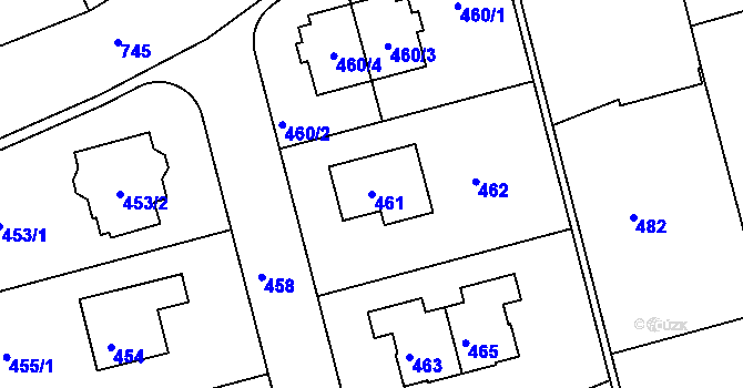 Parcela st. 461 v KÚ Nalžovice, Katastrální mapa