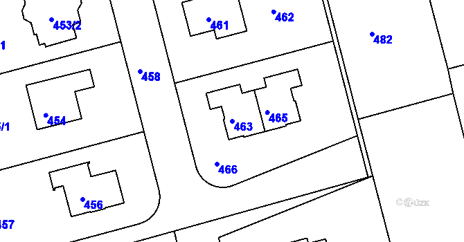 Parcela st. 463 v KÚ Nalžovice, Katastrální mapa