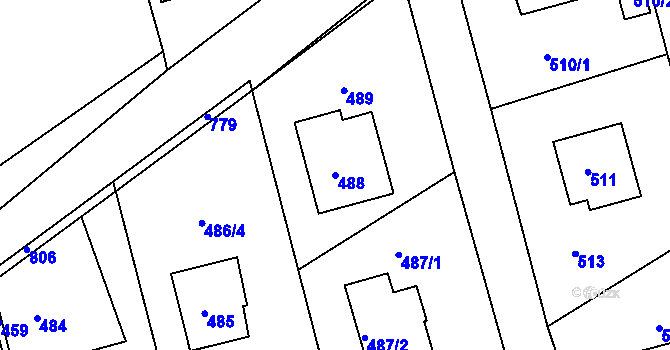 Parcela st. 488 v KÚ Nalžovice, Katastrální mapa